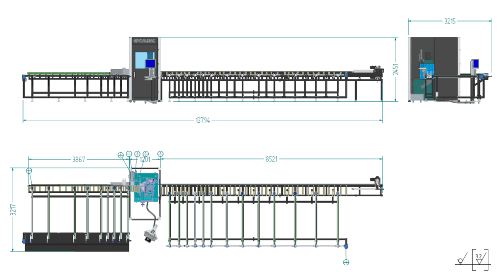 Automatyczna linia cięcia pakietów profili aluminiowych Argo 3 osiowa maszyna